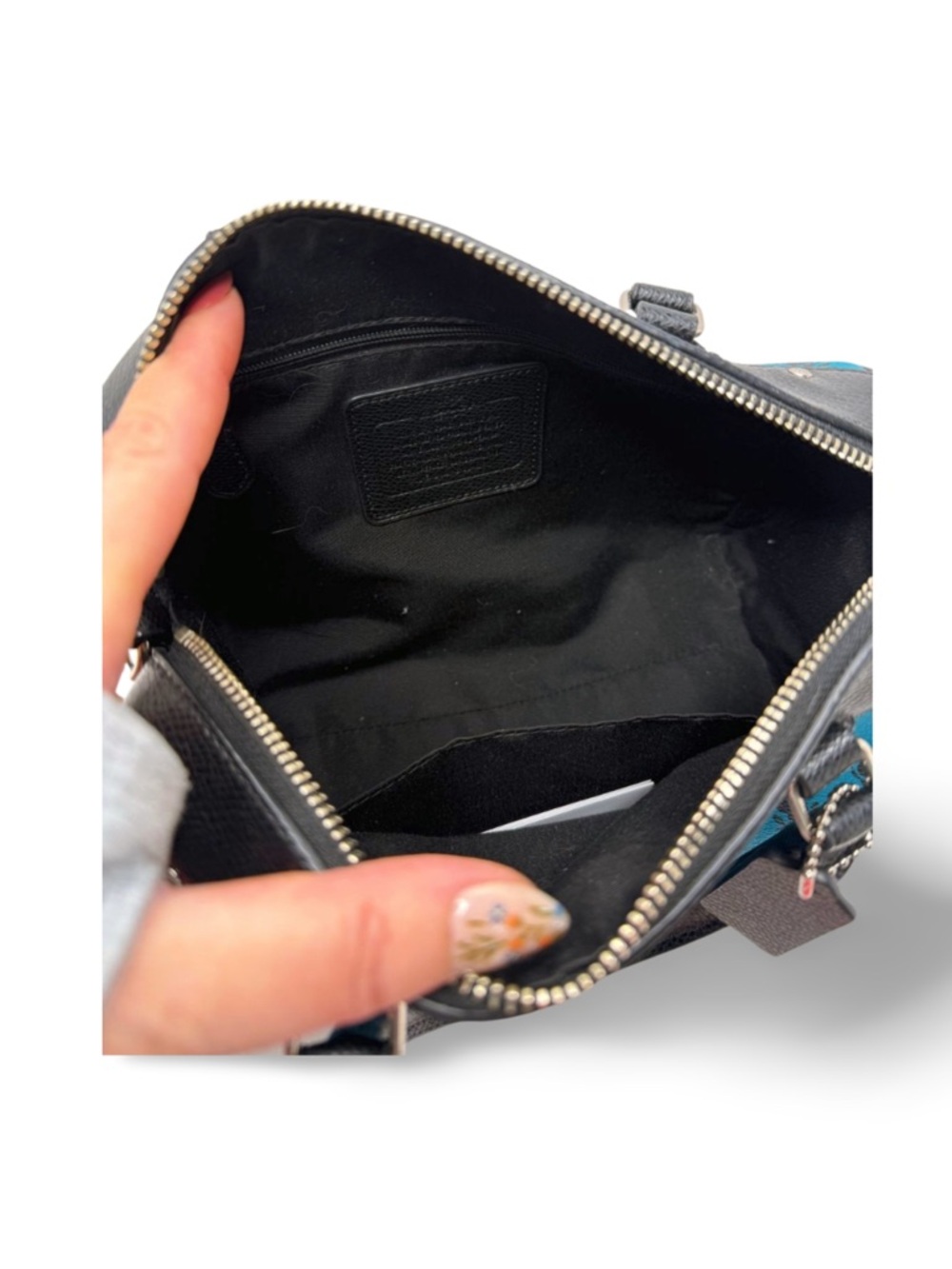 Coach Badlands Mini Bennett Satchel Blue Floral Print Leather Crossbody - Picture 8 of 15